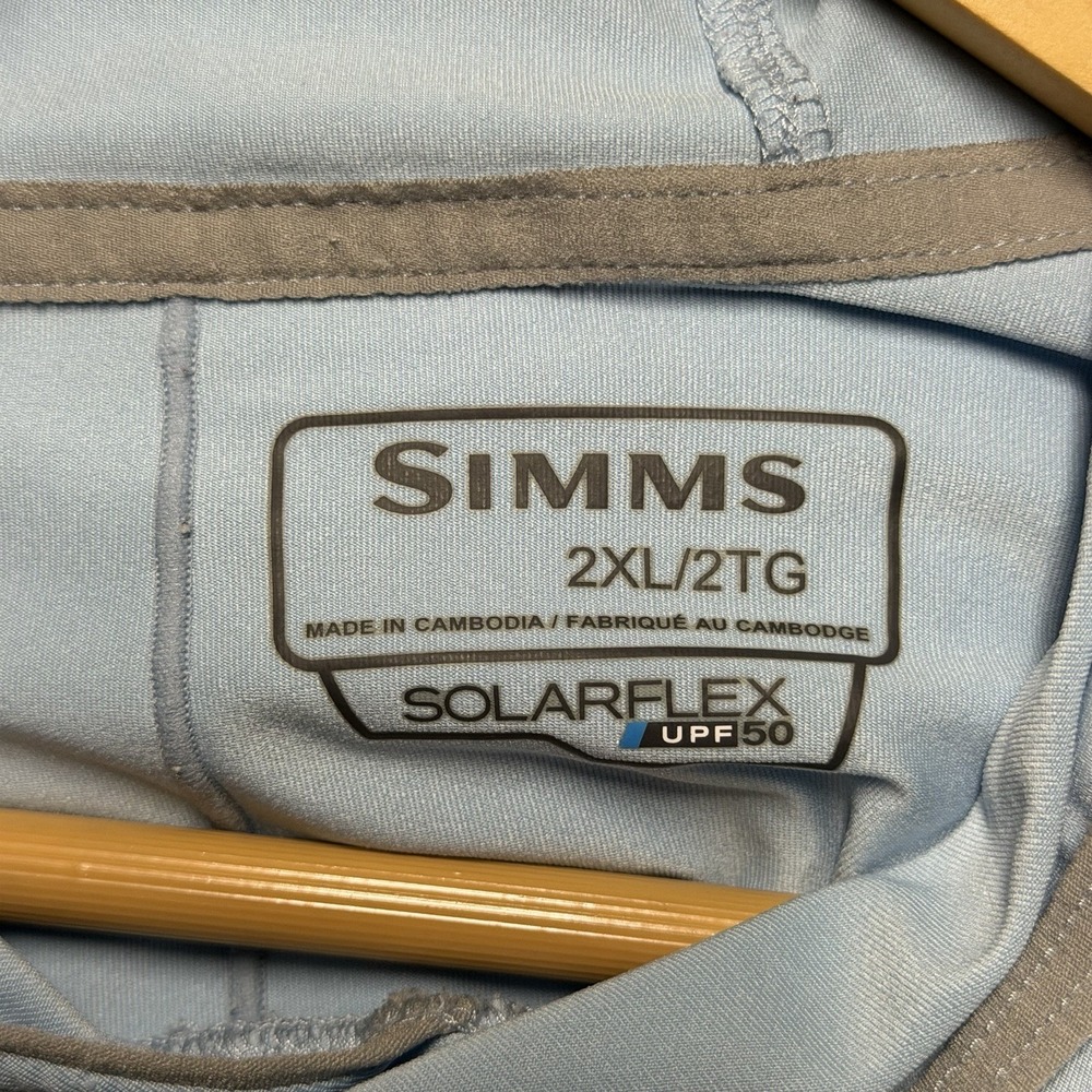 Simms Solarflex Hoodie Mens 2XL Blue Fishing UPF 50 Outdoor Lightweight Stretch - Picture 3 of 9